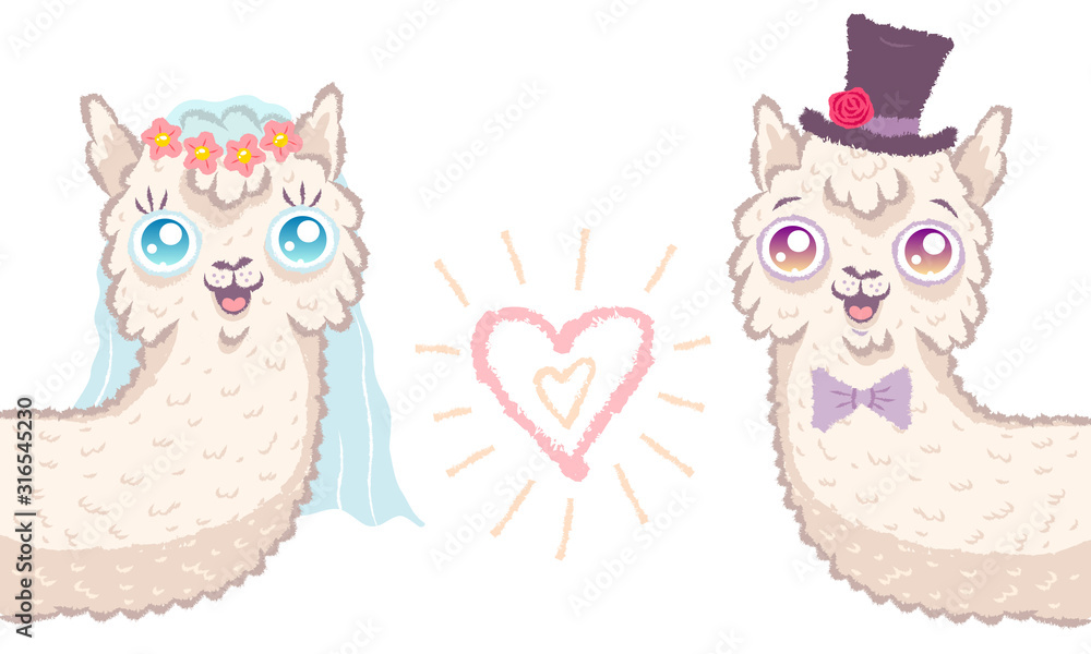 llamas for wedding invitation