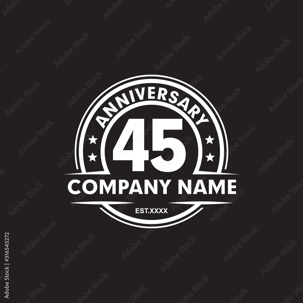 45th year anniversary emblem logo design vector template