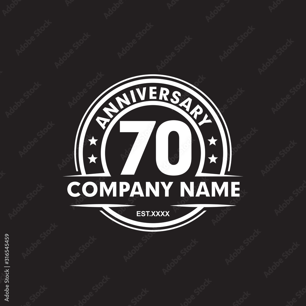 70th year anniversary emblem logo design vector template