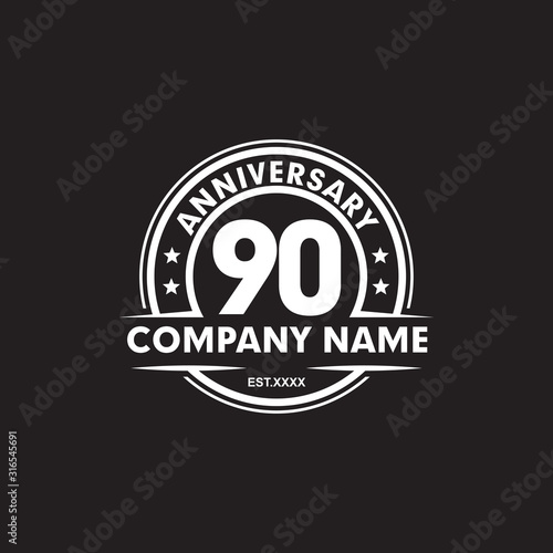 90th year anniversary emblem logo design vector template