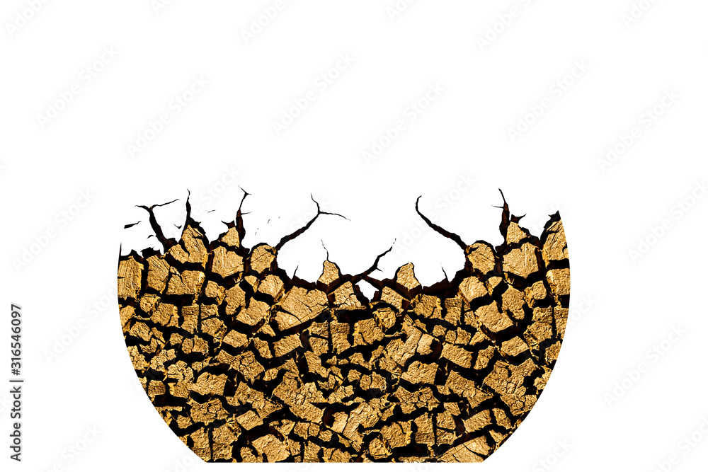 Obraz premium Crack soil. Abstract nature. İsolated image. White background.