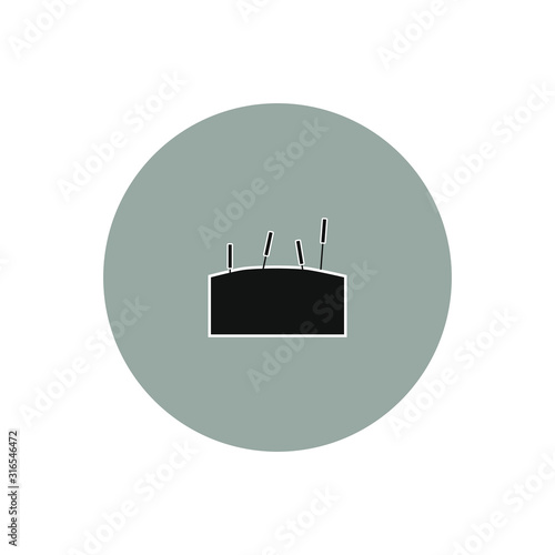 vector icon with acupuncture needles pinned to the skin
