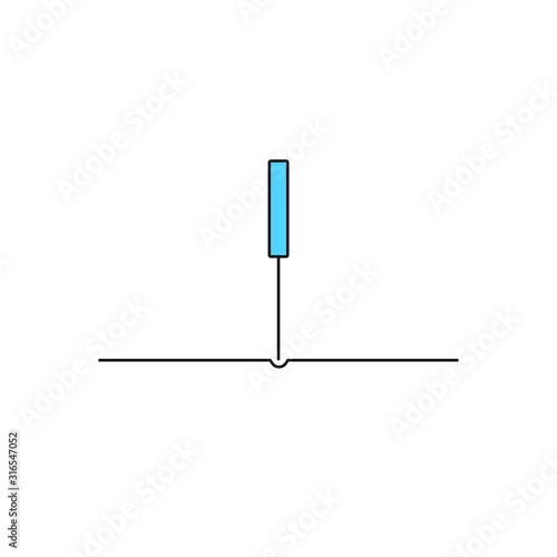 vector icon with acupuncture needles pinned to the skin