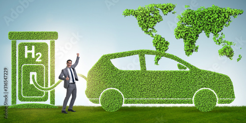 Hydrogen car concept in ecological transportation concept photo