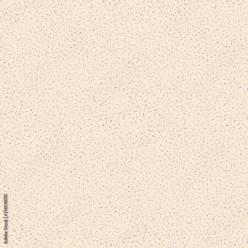 Vector seamless texture of sand. Grainy background with small particles, beige, brown and gray dots. Imitation on natural sandstone surface. Repeatable design element for decoration, render, backdrop