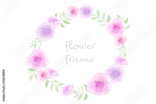 紫とピンクの花のリース