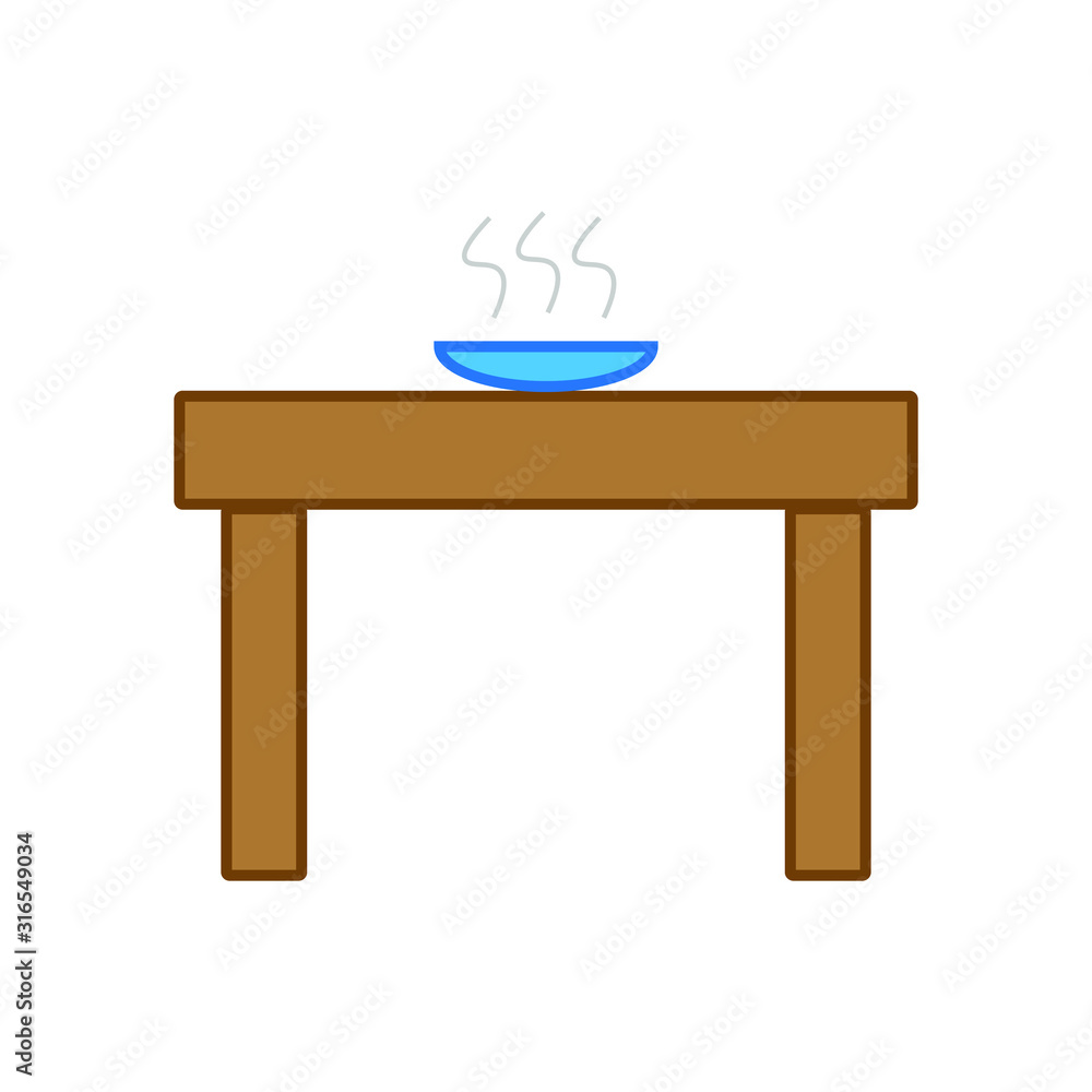 vector icon with table shape with hot food plate vector icon with table shape with hot food plate