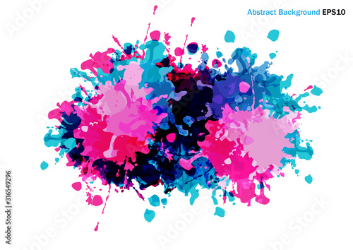 Abstract vector splatter multicolored design background. illustration vector design