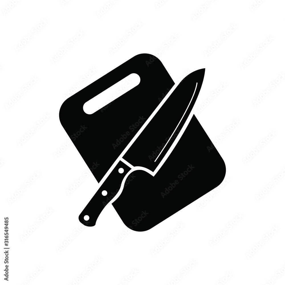 kitchen cutting board and knife icon vector kitchen cutting board and knife icon vector