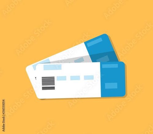 Plane tickets are isolated. Element for creating a design on postcards, invitations, flyers, posters, advertising. Vector illustration in flat style.