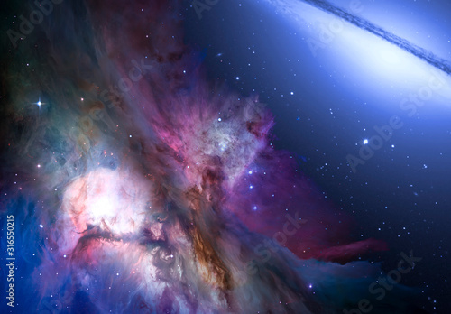 Nebula and galaxies in space. Abstract cosmos background