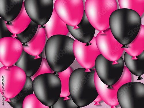 Pink and black balloons sale