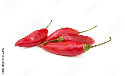  Red hot peppers isolated on white background