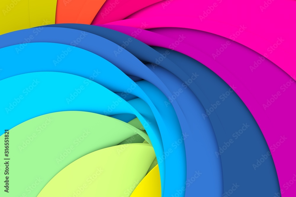 multicolor curved line abstract background 3D illustration - obrazy, fototapety, plakaty 