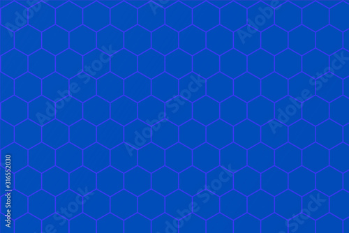 Hexagonal pattern background, with classic blue fill and a bright blue contour