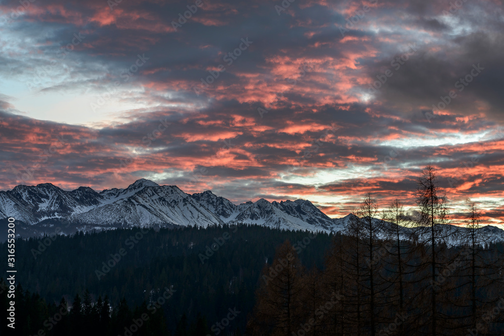 Views on Tatra Mountain in winter scenery from Zab Village Views on Tatra Mountain in winter scenery from Zab Village