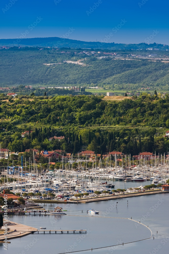 Overlooking the Adriatic coast in Portoroz,Marina Istria, Adria Slovenia,