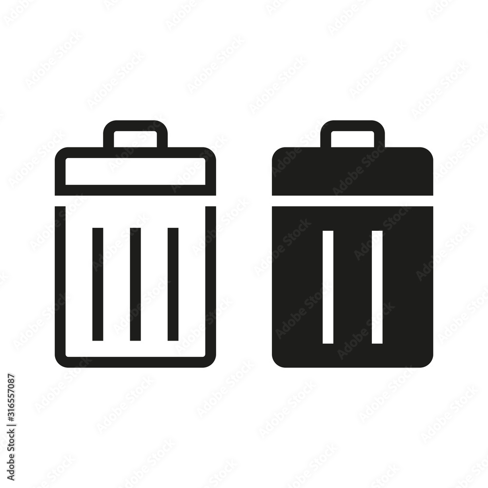 Trash bin icons on white background. Trash bin icons on white background.
