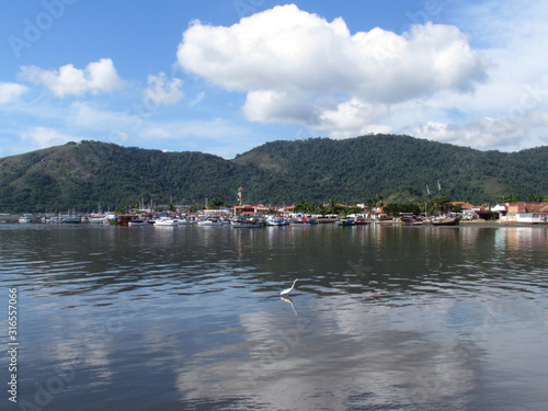 Anchored tour boats. The Paraty region is full of small anchorages.