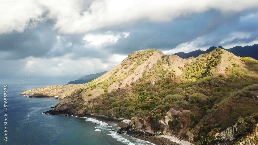 Koka Beach - Drone shot of a coastal line of Flores
