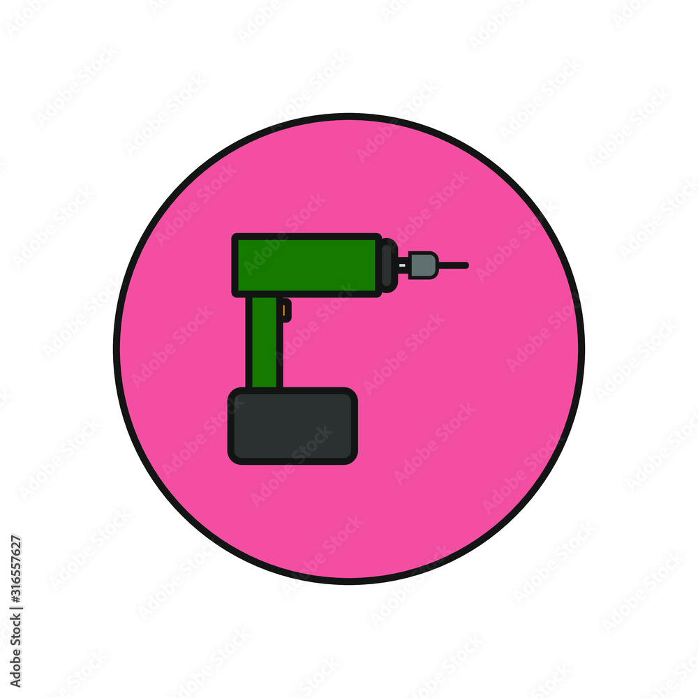 vector icon, with electric screwdriver shape vector icon, with electric screwdriver shape