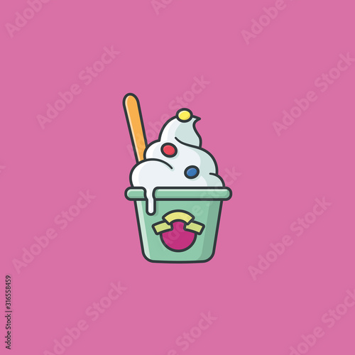 Frozen yogurt color vector illustration for Frozen Yogurt Day