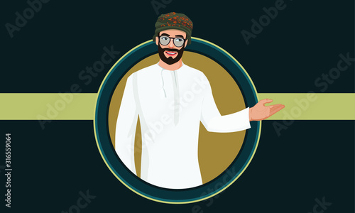 Oman man Portrait vector illustration. 
