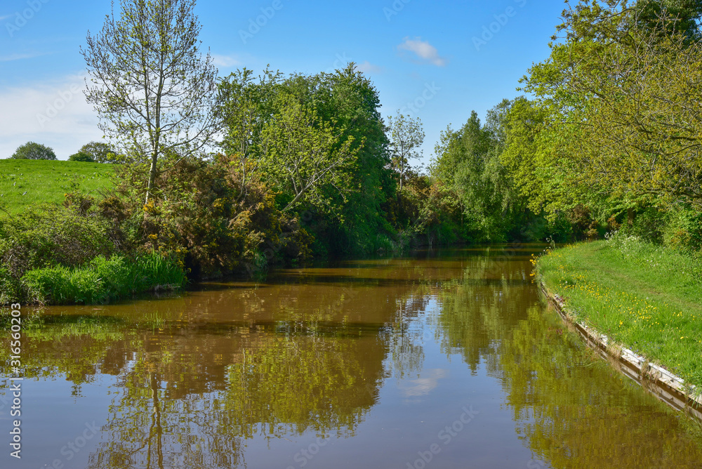 Scenic canal view of the Llangollen Canal near Whitchurch, Shropshire, UK Scenic canal view of the Llangollen Canal near Whitchurch, Shropshire, UK