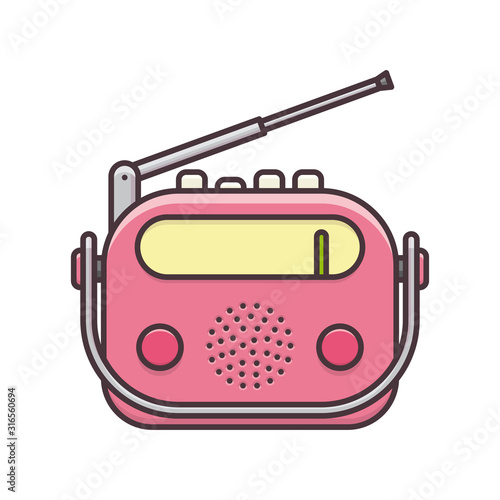 Portable retro radio isolated vector illustration