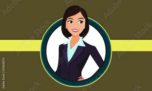 Business woman Portrait vector illustration. 