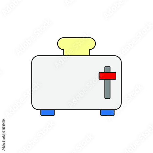 toaster shaped vector icon with slice of bread