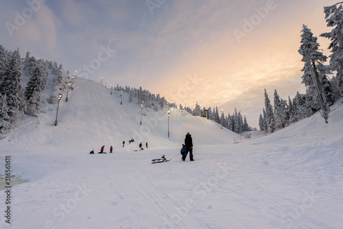 Editorial: Rukatunturi, Finland, 28th December 2018. Rukatunturi ski jumping hill at Ruka ski in winter season at Rukatunturi, Finland. photo