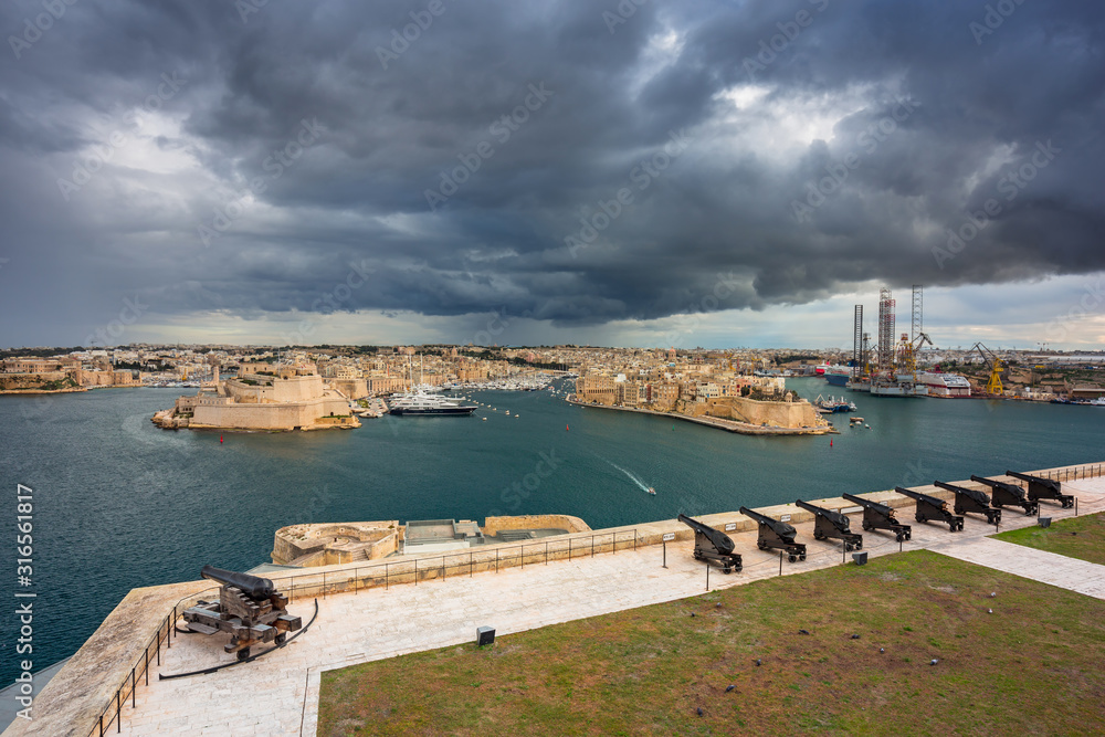 Architecture and city walls of Valletta, capital of Malta