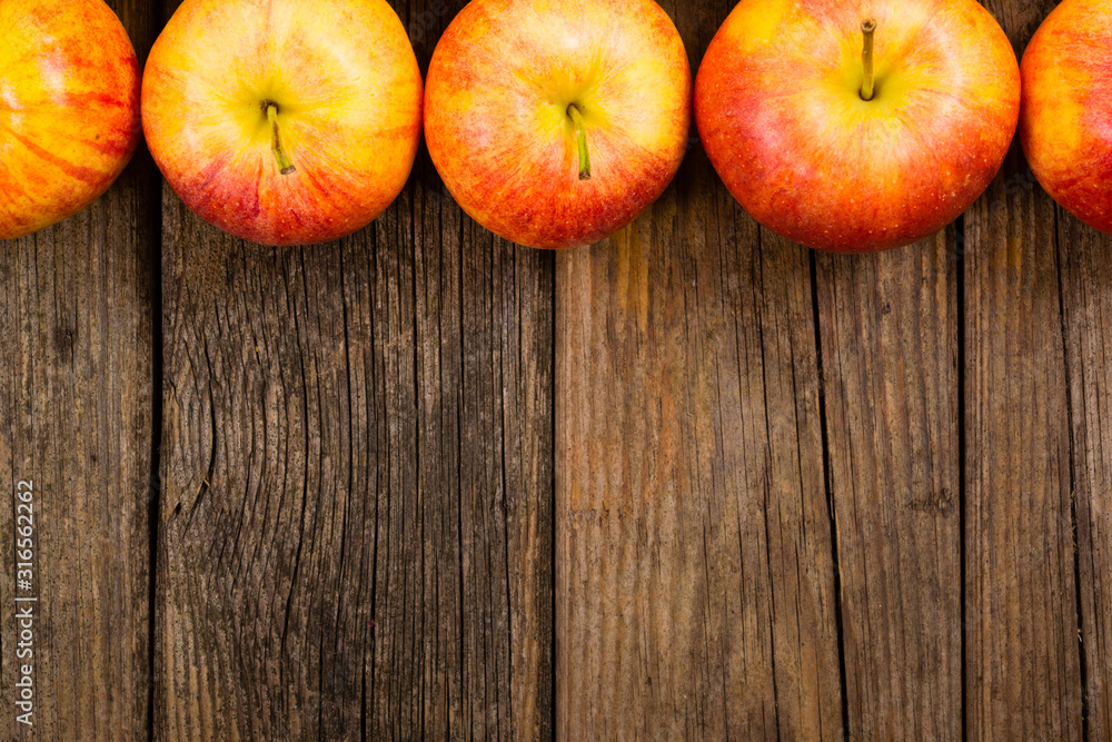 apple fruits frame background, old weathered wood table apple fruits frame background, old weathered wood table