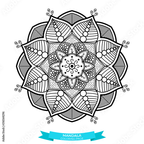 Abstract Vector Mandala for coloring page