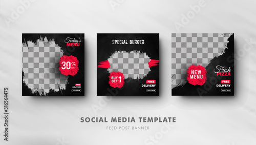 Red Black Social Media Feed Post Banner Template For Fashion Sale With Splash Style Background