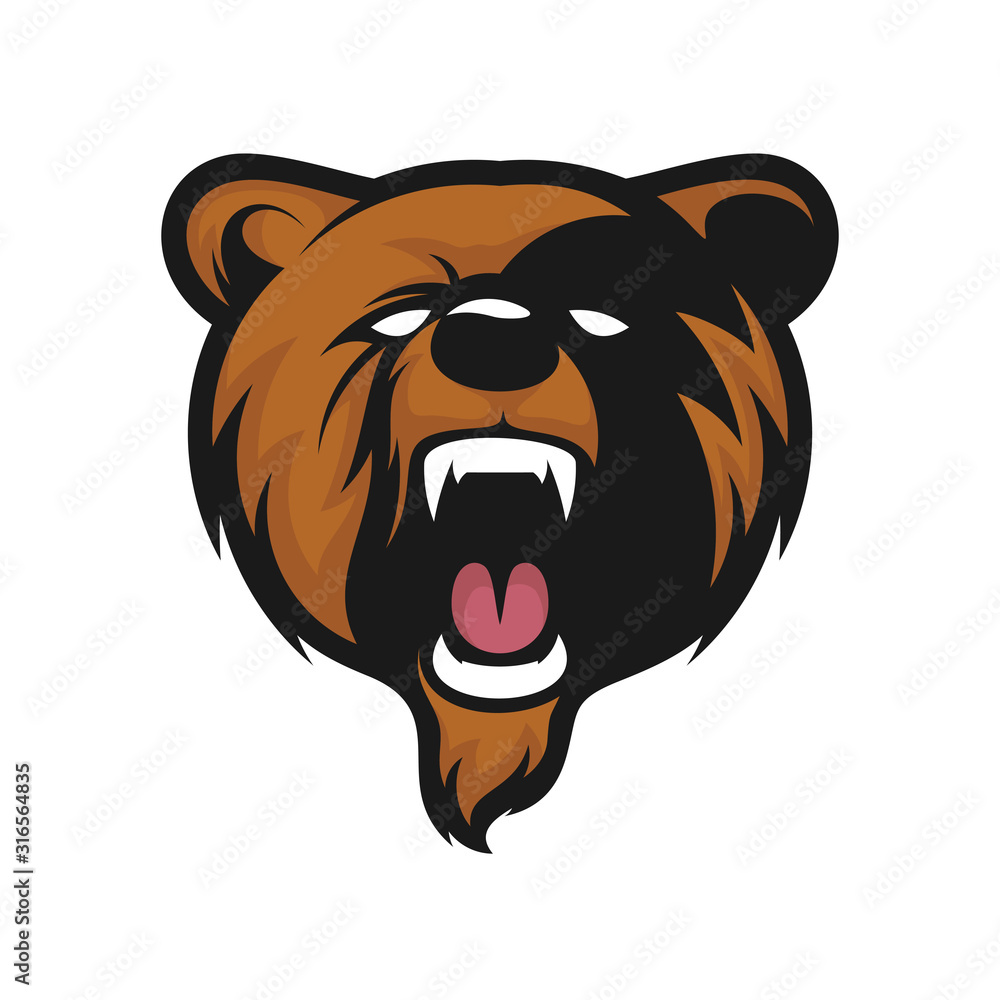Head Bear mascot logo, Bear logo vector template