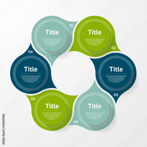 Vector circle infographic. Template for diagram, graph, presentation and chart. Business concept with 6 options, parts, steps or processes. Abstract background