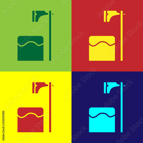 Color Executioner axe in tree block icon isolated on color background. Hangman, torturer, executor, tormentor, butcher, headsman. Vector Illustration