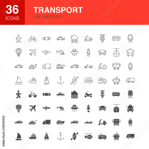 Transport Line Web Glyph Icons