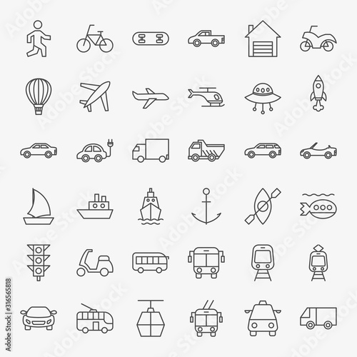 Transport Line Icons Set