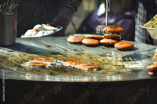 selective focused view of Indian street food