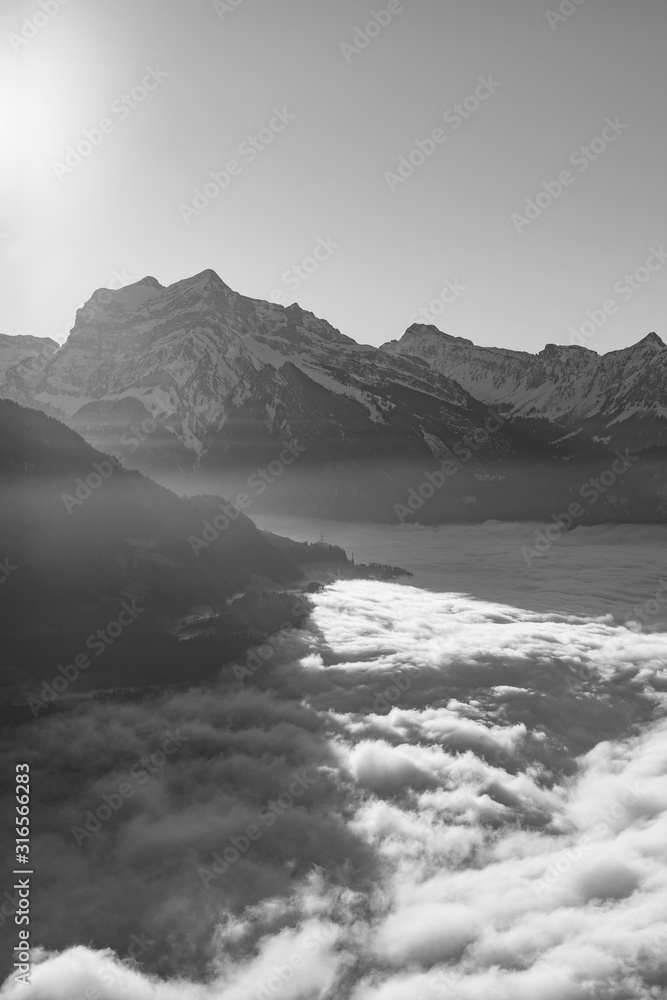 Thermal inversion in the Alps, Switzerland, Europe