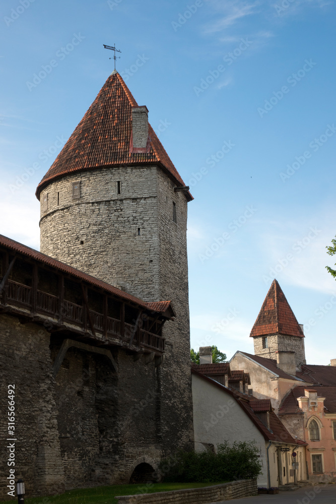 Medieval towers - part of the city wall. Tallinn, Estonia