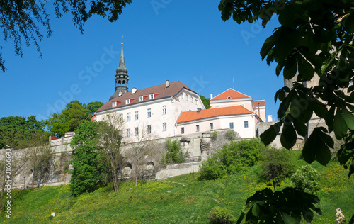 View of houses on the Toompea hill. Old city, Tallinn, Estonia.