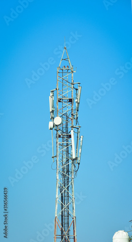 selective focused view of telecom tower in an Indian city