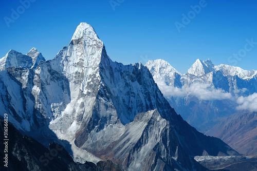 Mountain peak Ama Dablam. National Park  Nepal.