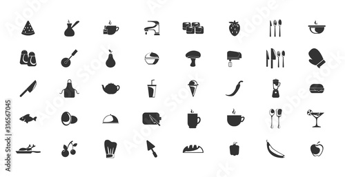 Food icons set with cooking  kitchen vector icons