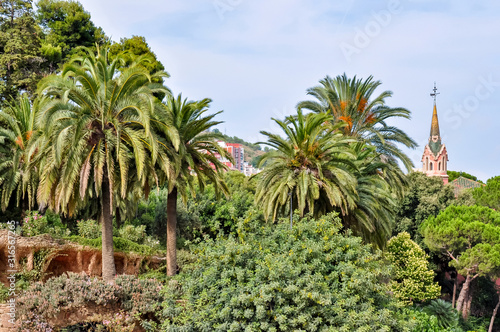 Guell park landscape  Barcelona  Spain