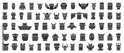 Native totem vector black set icon.Vector illustration animal mask on white background.Isolated set icon native totem. photo